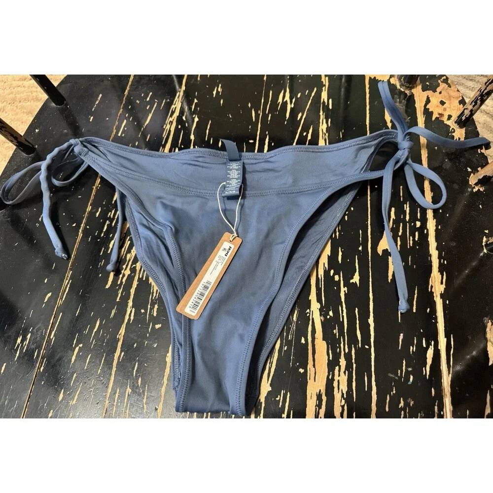 XL SKIMS Recycled Swim Dippy Tie Bottoms Denim Wash SW-TBM-0797
